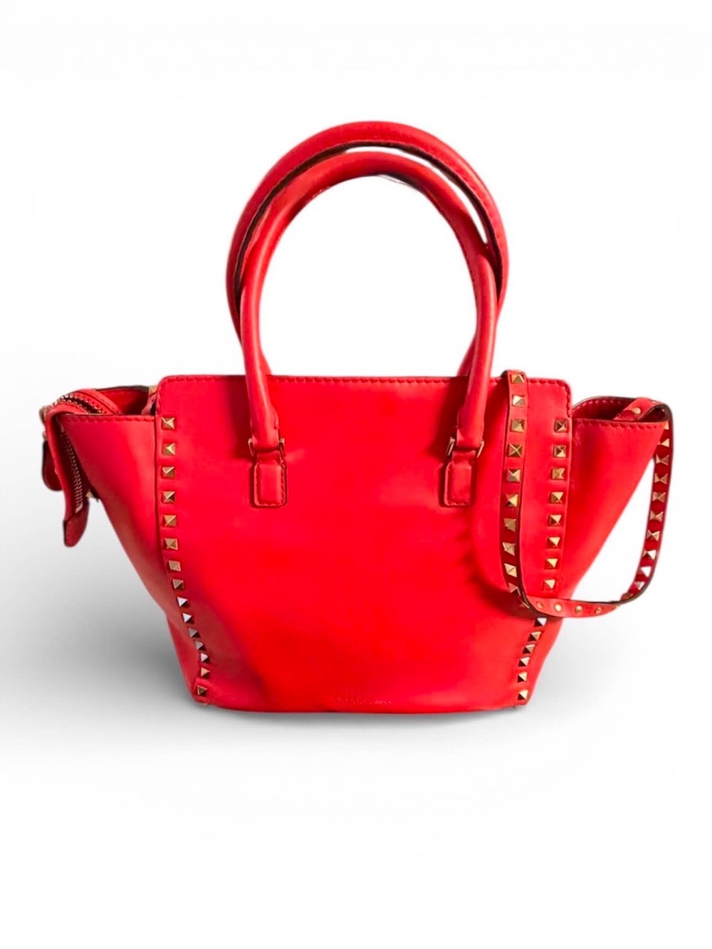 Valentino Red Studded Leather Tote